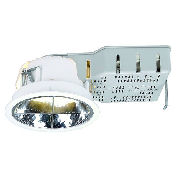 PLADO 2x26W Downlight, rund, weiss, 2x TC-D 26W, mit Kreuzabschatter