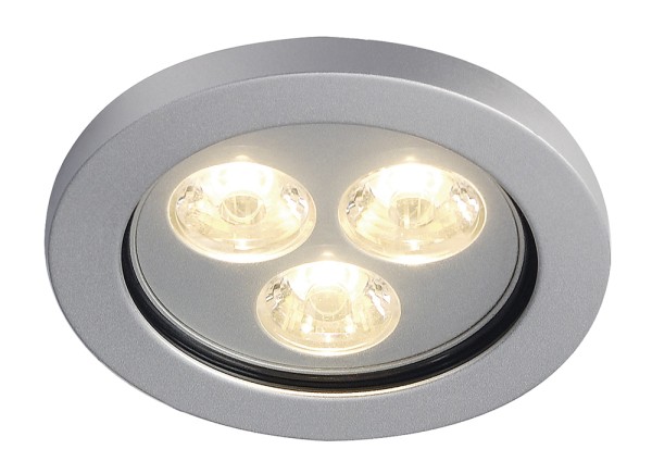 EYEDOWN 3, Einbauleuchte, dreiflammig, LED, 3000K, IP44, rund, aluminium, 3W