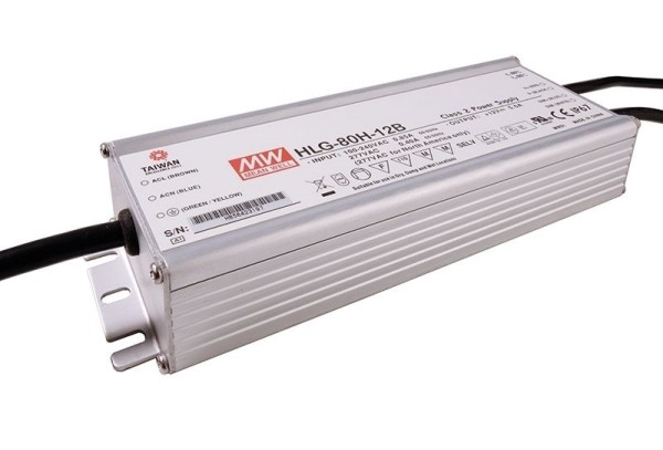 Meanwell Netzgerät, HLG-80H-12B, Aluminium, Silber, 60W, 12V, 5000A, 196x62mm