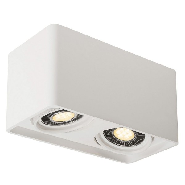 PLASTRA, Deckenleuchte, zweiflammig, LED GU10 111mm, rechteckig, weißer Gips, L/B/H 35/18/19 cm