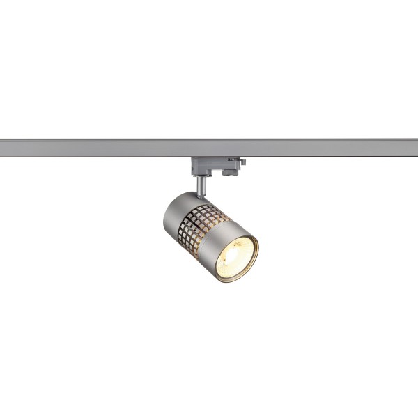 STRUCTEC, Spot für Hochvolt-Stromschiene 3Phasen, LED, 3000K, rund, silbergrau, 60°, 25,6 W