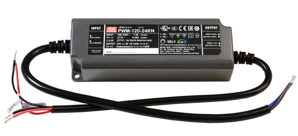 Meanwell Netzgerät, CV, PWM-120-24KN, Kunststoff, Schwarz, 120W, 24V, 191x63mm