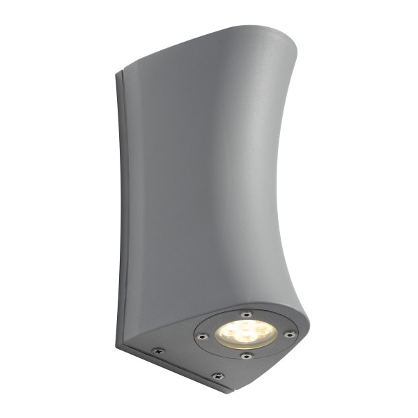 DELWA CURVE, Outdoor Wandleuchte, LED, 4000K, IP44, silbergrau, max. 8W