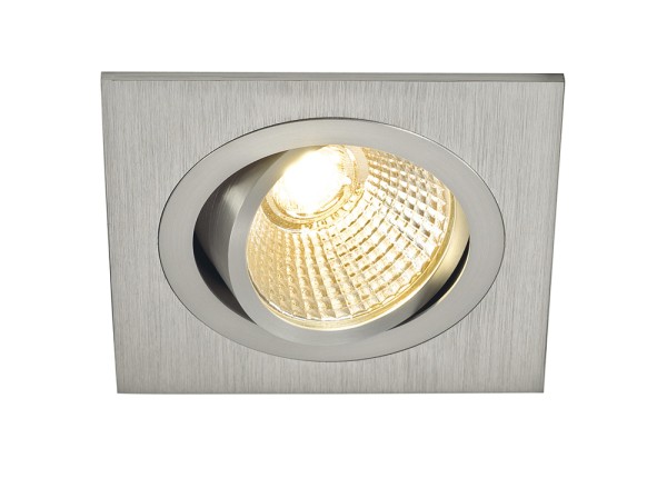 NEW TRIA 1 SET, Einbauleuchte, einflammig, LED, 2700K, eckig, aluminium gebürstet, 38°, 9,1W