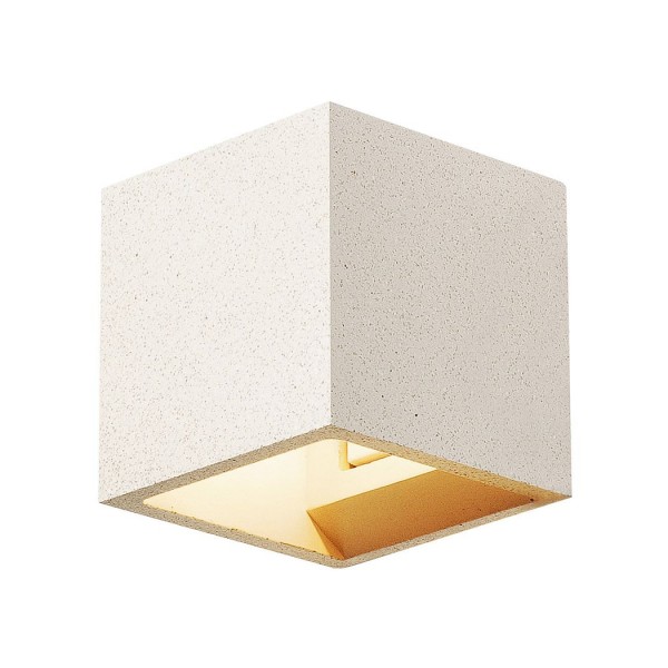 SOLID CUBE, Wandleuchte, QT14, weißer Sandstein, max. 25W