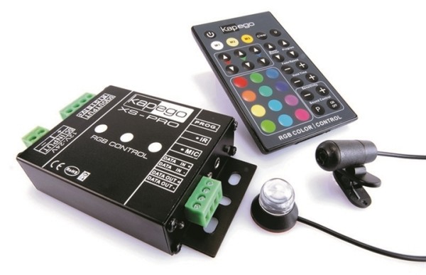 KapegoLED Controller, XS-Pro RGB Color, spannungskonstant, dimmbar: IR-Fernbedienung, 12-24V DC, 360