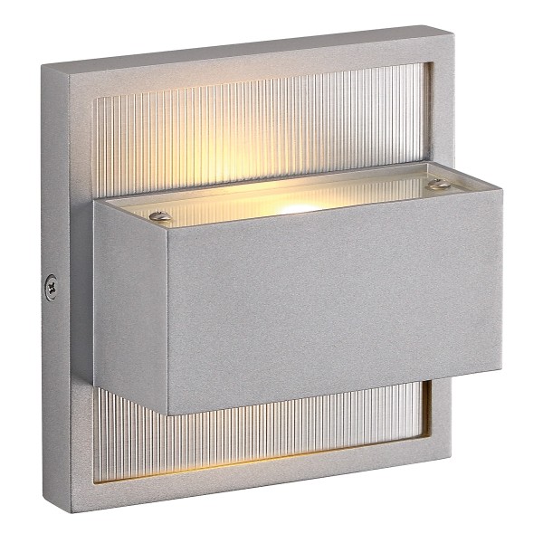 DACU, Outdoor Wandleuchte, LED, 2700K, IP44, eckig, silbergrau, up/down, max. 2W