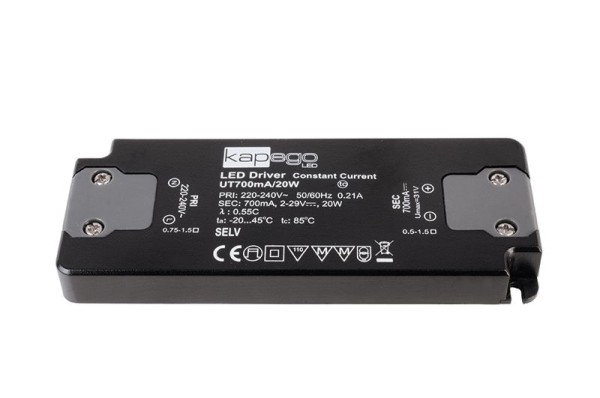 Deko-Light Netzgerät, FLAT, Power Supply 700mA 20W, Kunststoff, Schwarz, 20W, 2-31V, 700mA, 128x50mm