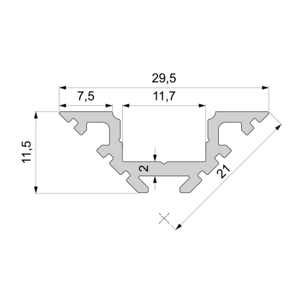 Reprofil, Eck-Profil AV-01-10 für LED Stripes bis 11,3 mm, Silber-matt, eloxiert, 1000 mm