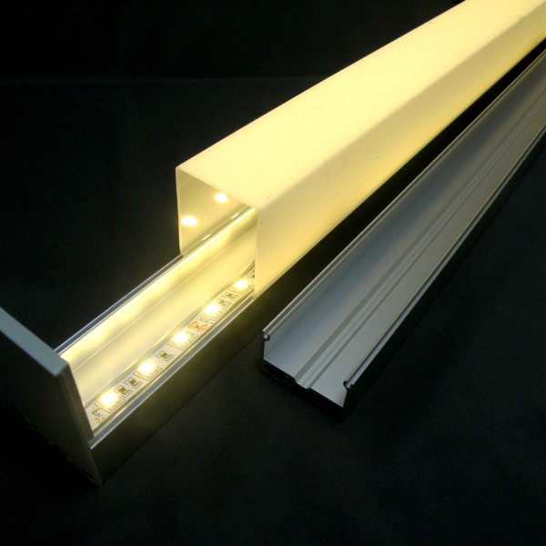 ALU-PROFIL SET mit Cover, Endkappen &amp; Abhänge-Set für bis zu zwei LED Strips parallel, 1m