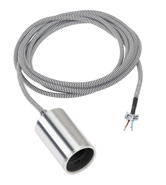 FITU, Pendelleuchte, A60, rund, aluminium gebürstet, 2,5m Kabel mit offenem Kabelende, max. 60W