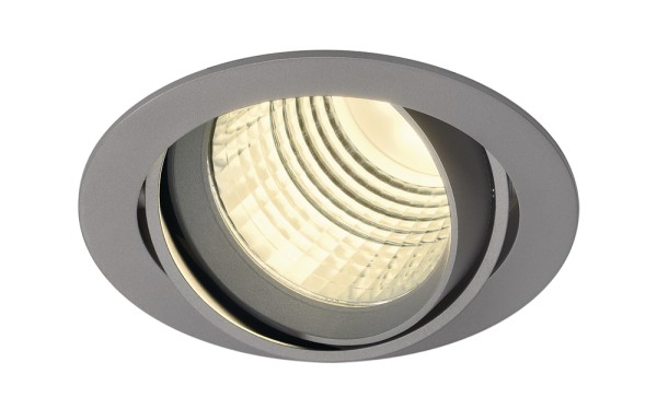 NEW TRIA DLMI, Einbauleuchte, LED, 3000K, rund, silbergrau, 60°, schwenkbar, inkl. Clipfedern