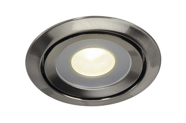 LUZO, Einbauleuchte, rund, LED Disk, 2700K, metall gebürstet, 85°, 12W