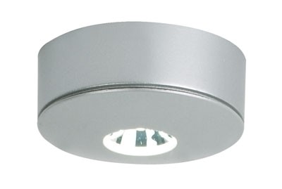 Möbelein / Aufbauleuchte , LED 1x1W, warm weiß, mit 500 mm AMP Kabel, Farbe matt silber, konstant 35