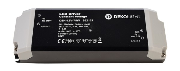 Deko-Light Netzgerät, BASIC, Q8H-12-75W, Kunststoff, Schwarz, 75W, 12V, 184x61mm