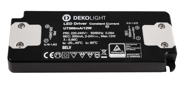 Deko-Light Netzgerät, FLAT, CC, UT500mA/12W, Kunststoff, Schwarz, 12W, 2-24V, 500mA, 128x50mm