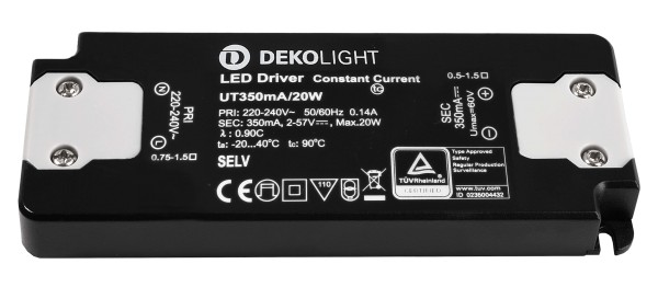 Deko-Light Netzgerät, FLAT, CC, UT350mA/20W, Kunststoff, Schwarz, 20W, 2-57V, 350mA, 154x50mm