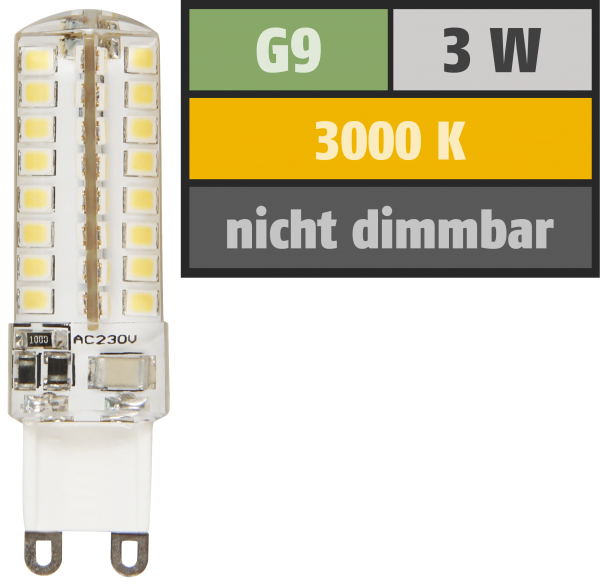 LED G9 Leuchtmittel, 3W, 320lm, warmweiß, nicht dimmbar