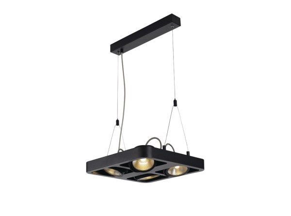 LYNAH, Pendelleuchte, vierflammig, LED, 3000K, viereckig, schwarz matt, 40W