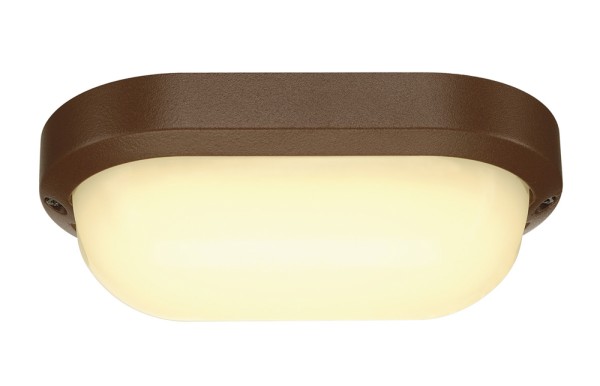 TERANG 2 XL, Outdoor Wand- und Deckenleuchte, LED, 3000K, IP44, oval, rost, 22W