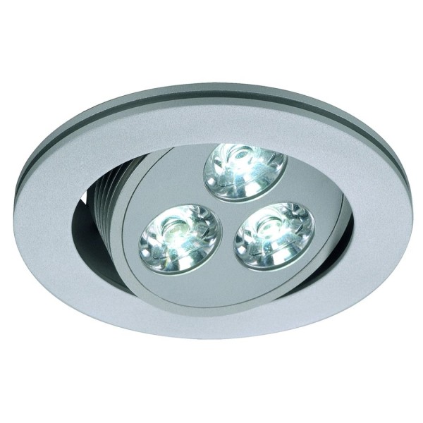 TRITON 3 LED Downlight, rund, silbergrau, 3x1W LED, neutralweiss, schwenkbar, 4000K