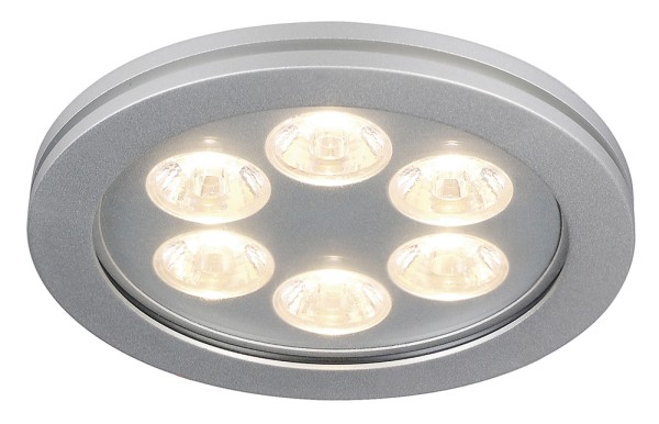 EYEDOWN 5, Einbauleuchte, sechsflammig, LED, 3000K, IP44, rund, aluminium, 6W