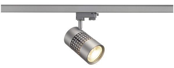 STRUCTEC, Spot für Hochvolt-Stromschiene 3Phasen, LED, 3000K, rund, silbergrau, 38°, 25,6 W