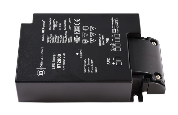 Deko-Light Netzgerät, LHV36W24, Kunststoff, Schwarz, 36W, 24V, 128x75mm