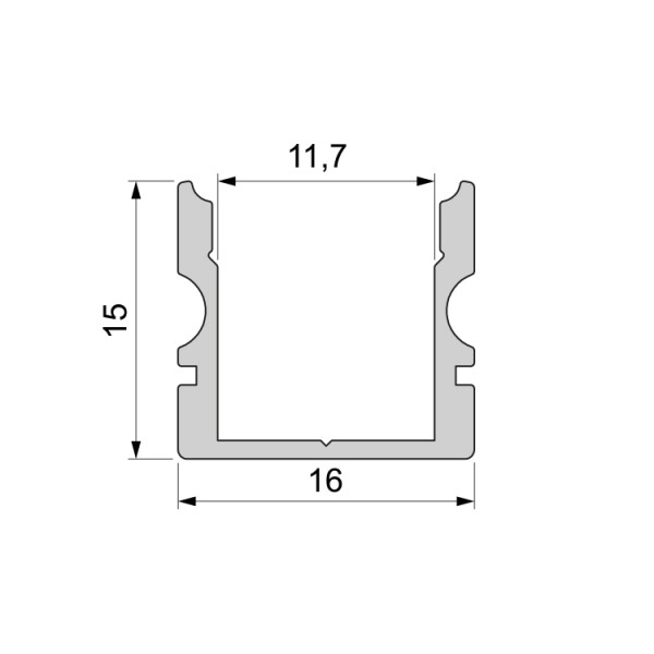 Reprofil, U-Profil hoch AU-02-10 für LED Stripes bis 11,3 mm, Silber-matt, eloxiert, 4000 mm