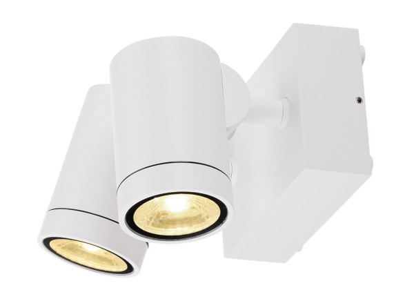 HELIA, Outdoor Wandleuchte, zweiflammig, LED, 3000K, IP55, weiß, schwenkbar, 2x8W