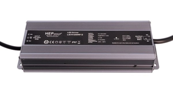 HEP Netzgerät, LEXV250W12, Eingangsspannung: 100-240V AC/50-60Hz, Ausgangsspannung: 12V DC, 250,00 W