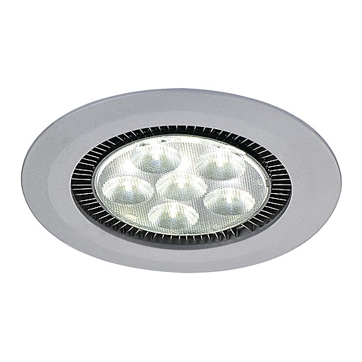 DOME LED Downlight, rund, silbergrau, 6x3W LED, 5700K