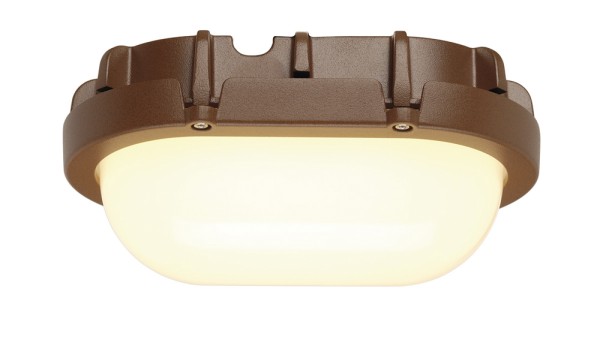 TERANG, Outdoor Wand- und Deckenleuchte, LED, 3000K, IP44, oval, rost, 9W