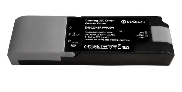 Deko-Light Netzgerät (CC, DC) dimmbar, QUICK, CC, 450mA, 30-40V, 20W, Kunststoff, Schwarz, 22-42V