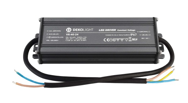 Deko-Light Netzgerät, IP, CV, V6-40-24, Aluminium, Grau, 40W, 24V, 176x58mm