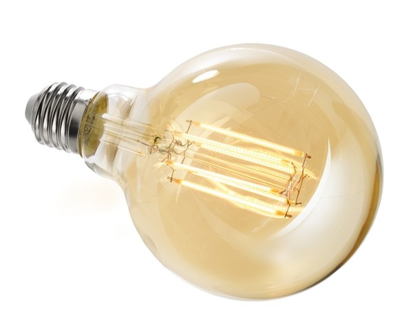 Deko-Light Leuchtmittel, Filament E27 G95 2200K, Glas, Amber, Warmweiß, 300°, 8W, 230V, 44mA, 140mm