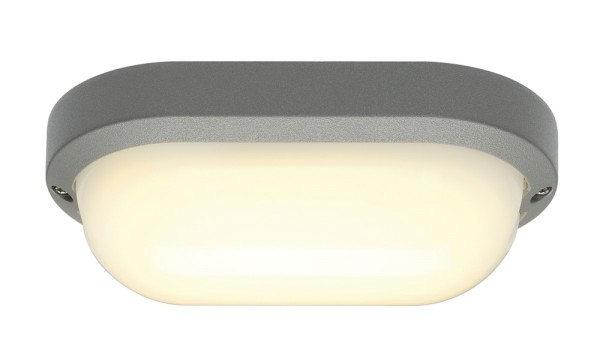 TERANG 2 XL, Outdoor Wand- und Deckenleuchte, LED, 3000K, IP44, oval, silbergrau, 22W