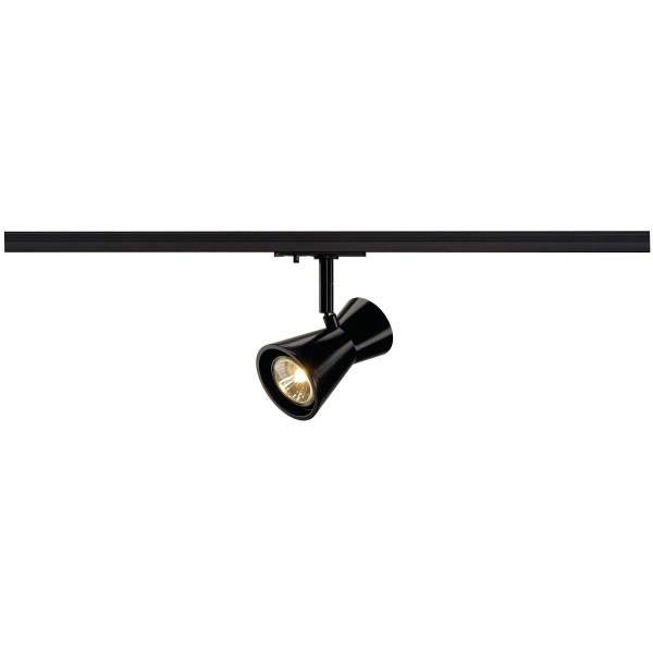 DIABO, Spot für Hochvolt-Stromschiene 1Phasen, LED GU10 51 mm, schwarz, 35W, inkl. 1Phasen-Adapter