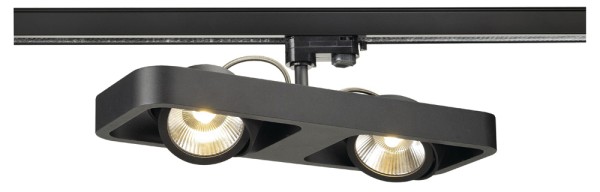 LYNAH, Spot für Hochvolt-Stromschiene 3Phasen, zweiflammig, LED, 3000K, schwarz matt, max. 20W