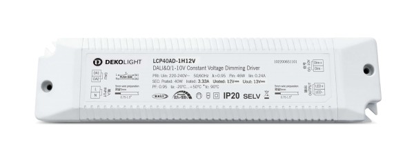 Deko-Light Netzgerät (CV, DC) dimmbar, BASIC, DIM, CV, LCP40AD-1H12V, Kunststoff, Weiß, 40W, 12V