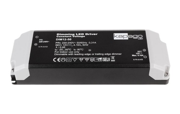 Deko-Light Netzgerät, Dimmable CV Power Supply 12V 12-50W, Kunststoff, Schwarz, 50W, 12V, 4170mA