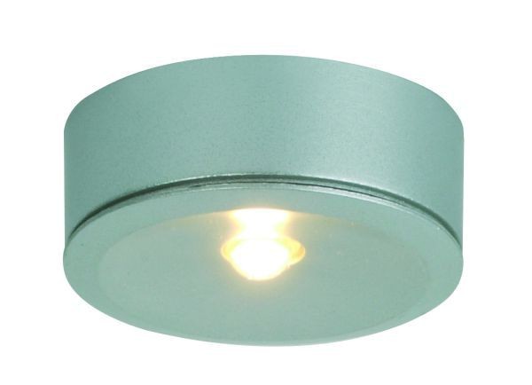 Möbelein / Aufbauleuchte , LED 1x1W, warm weiß, mit 500 mm AMP Kabel, Farbe matt silber, konstant 35