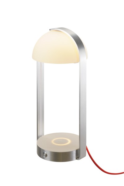 BRENDA, Tischleuchte, LED, 3000K, weiß/silber, WL USB, 5,4W