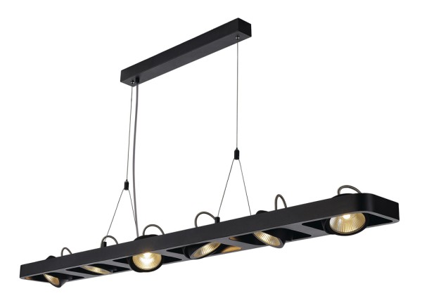 LYNAH, Pendelleuchte, sechsflammig, LED, 3000K, rechteckig, schwarz matt, 60W