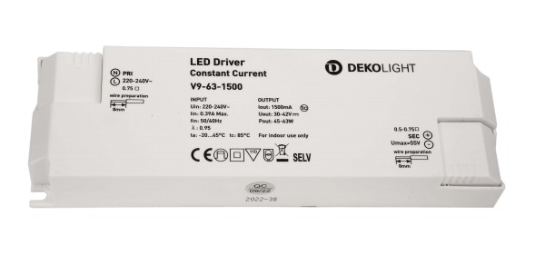 Deko-Light Netzgerät (CC, DC), BASIC, CC, V9-45-1500mA/42V, Kunststoff, Weiß, 30-42V, 1500mA