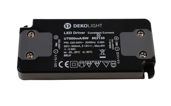 Deko-Light Netzgerät, FLAT, Power Supply 500mA 6W, Kunststoff, Schwarz, 6W, 2-12V, 500mA, 98x46mm