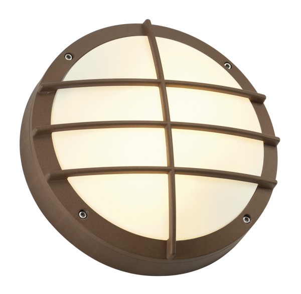 BULAN GRID, Outdoor Wand- und Deckenleuchte, A60, IP44, rund, rost, max. 50W, PC Cover