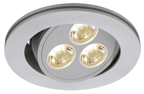 TRITON 3, Einbauleuchte, dreiflammig, LED, 3000K, rund, silbergrau, 3W, schwenkbar