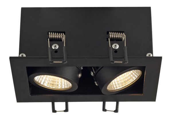 KADUX 2 SET, Einbauleuchte, zweiflammig, LED, 3000K, rechteckig, schwarz matt, 38°, 15W